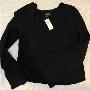 Anthropologie Maeve Black Ribbed Top